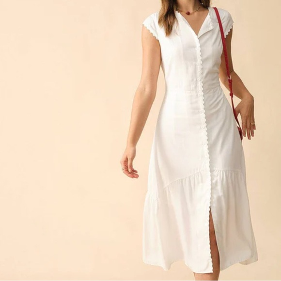 RIHOAS Dresses & Skirts - RIHOAS White Button Down Lapel Sundress